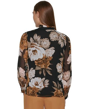 Calvin Klein - Women's Long Sleeve Floral Blouse