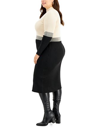 Taylor - Plus Size Colorblocked Midi Sweater Dress