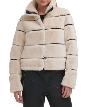 Karl Lagerfeld Paris - Women's Faux-Leather & Faux-Fur Coat