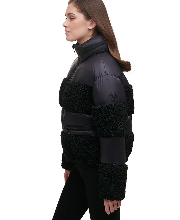 DKNY - Women's Sherpa Panel Zip-Front Puffer Jacket