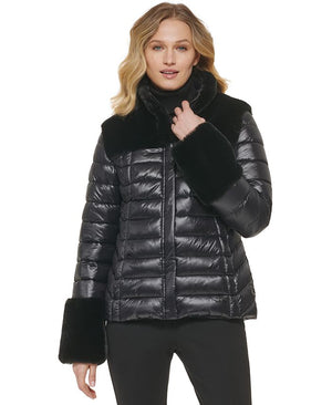 DKNY - Women's Zip-Front Faux-Fur-Trimmed Puffer Jacket