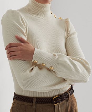Lauren Ralph Lauren - Petite Mockneck Puffed Long Sleeve Sweater