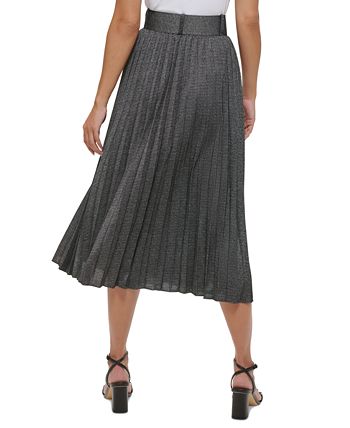Calvin Klein - Women's Metallic Pleated Midi Skirt
