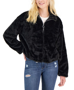 Crave Fame - Juniors' Faux-Fur Zipper-Front Jacket