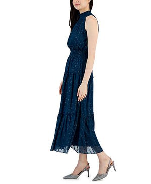 Taylor - Women's Clip-Dot Smocked-Waist Chiffon Midi Dress