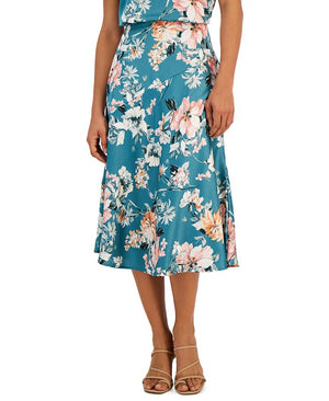 Tahari ASL - Women's Floral-Print Side-Zip Midi Skirt