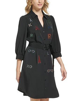 Karl Lagerfeld Paris - Women's Rhinestone-Embellished Shirtdress