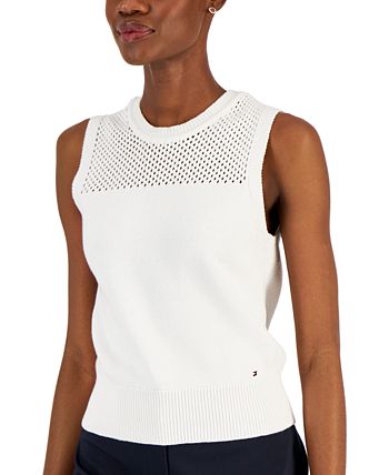 Tommy Hilfiger - Women's Cotton Mesh Yoke Sleeveless Top