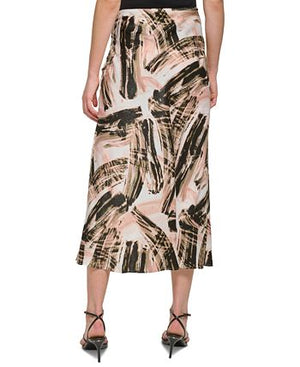 DKNY - Women's Printed Ruched Satin Skirt