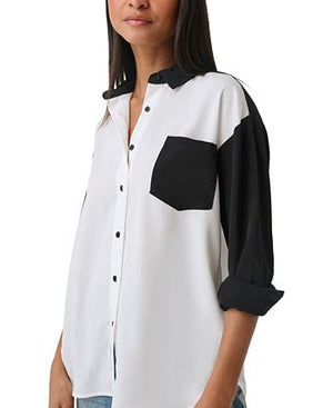 Karl Lagerfeld Paris - Women's Colorblocked Button-Up Blouse