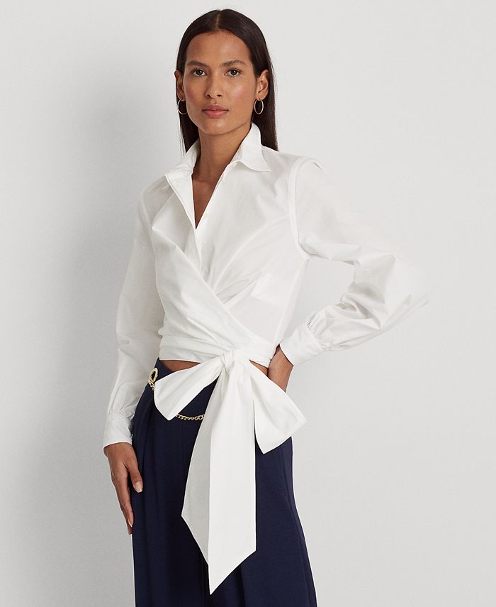 Lauren Ralph Lauren - Women's Tie-Front Broadcloth Cropped Shirt