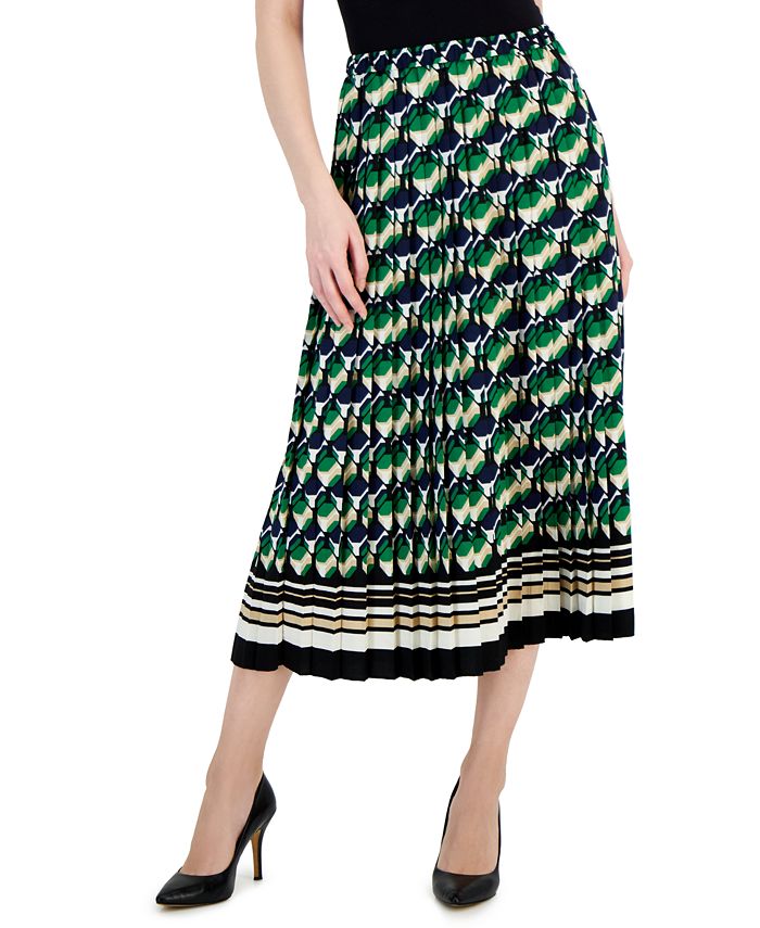Anne Klein - Women's Printed Pull-On Pleated Skirt
