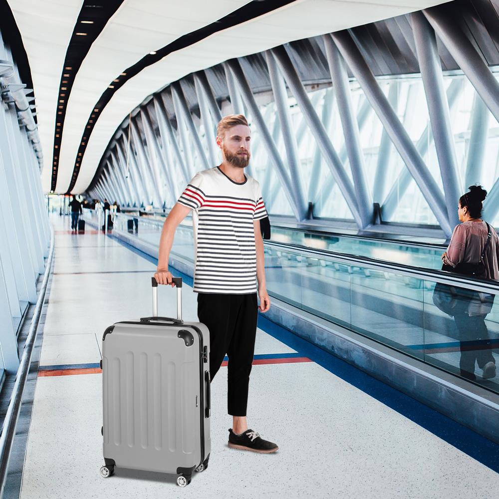 image 12 of Zimtown 3 Piece Nested Spinner Suitcase Luggage Set With TSA Lock Gray