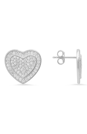 Queen Jewels CZ Pavé Heart Stud Earrings, Main, color, SILVER