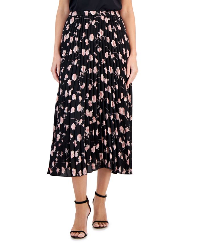 Anne Klein - Women's Floral-Print Pleated Midi Skirt, Created for Macy's