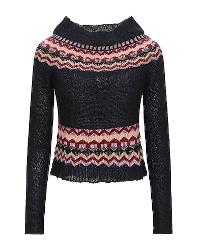 PINK MEMORIES Sweater Black 55% Cotton, 45% Viscose, Polyamide, Mohair wool, Wool