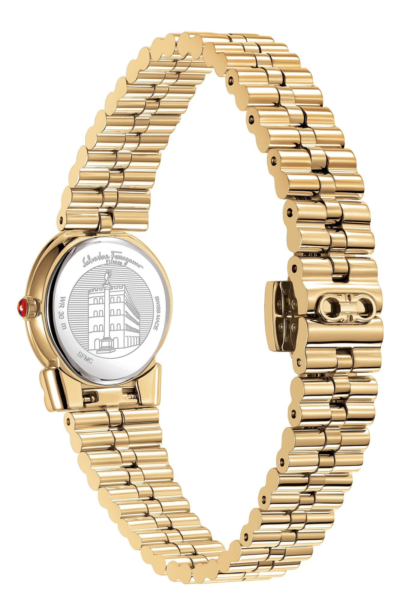 FERRAGAMO Salvatore Ferragamo Gancini Horizontal Bracelet Watch, 22.5mm, Alternate, color, SILVER GOLD