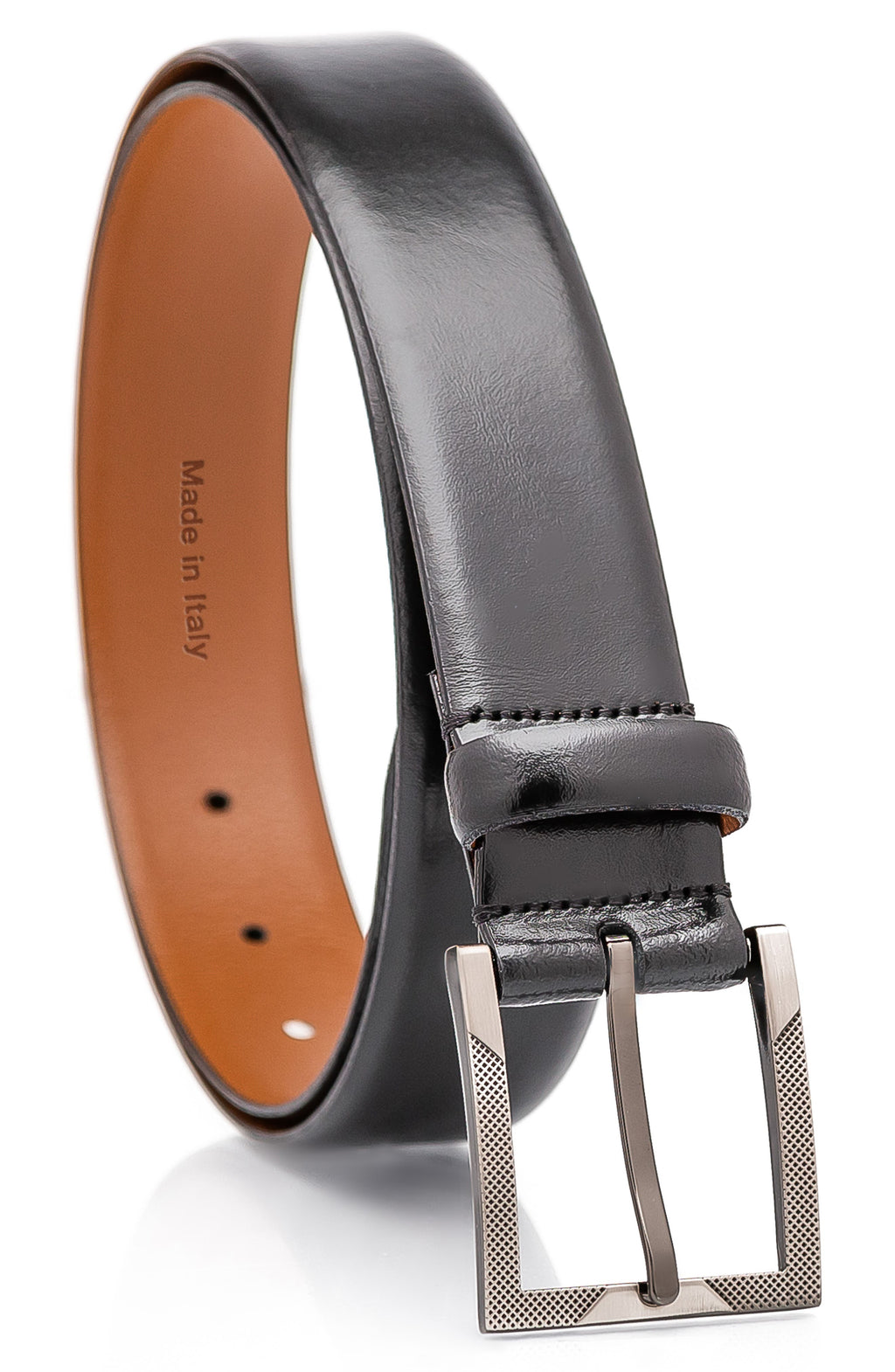 MADE IN ITALY Solid Leather Belt, Main, color, BLACK