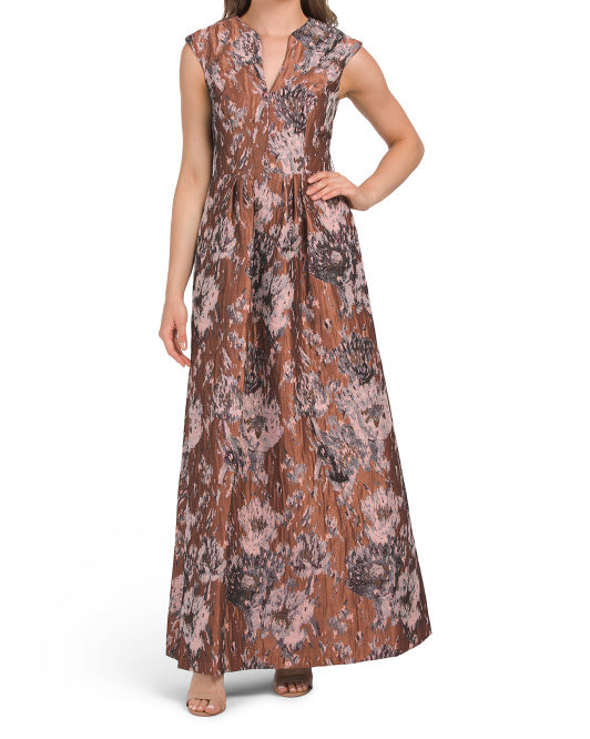 Paola Floral Gown With Belt