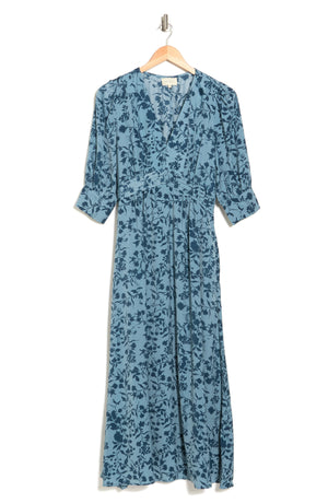 MELLODAY Printed Empire Dress, Alternate, color, BLUE PRINT