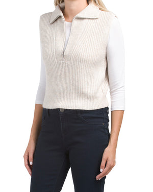 Sleeveless Quarter Zip Sweater Vest