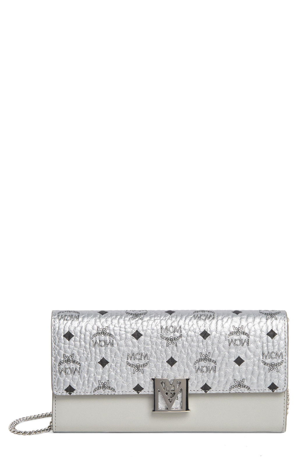 MCM Travia Visetos Wallet on a Chain, Main, color, SILVER