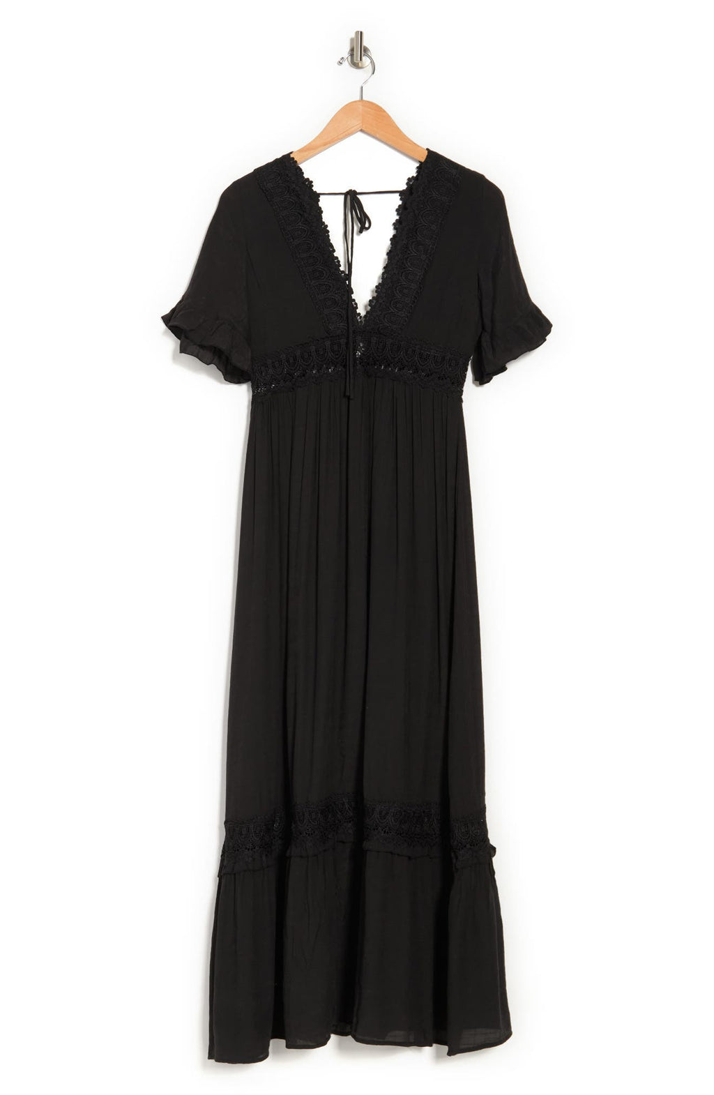 WISHLIST Short Sleeve Crochet Dress, Alternate, color, BLACK