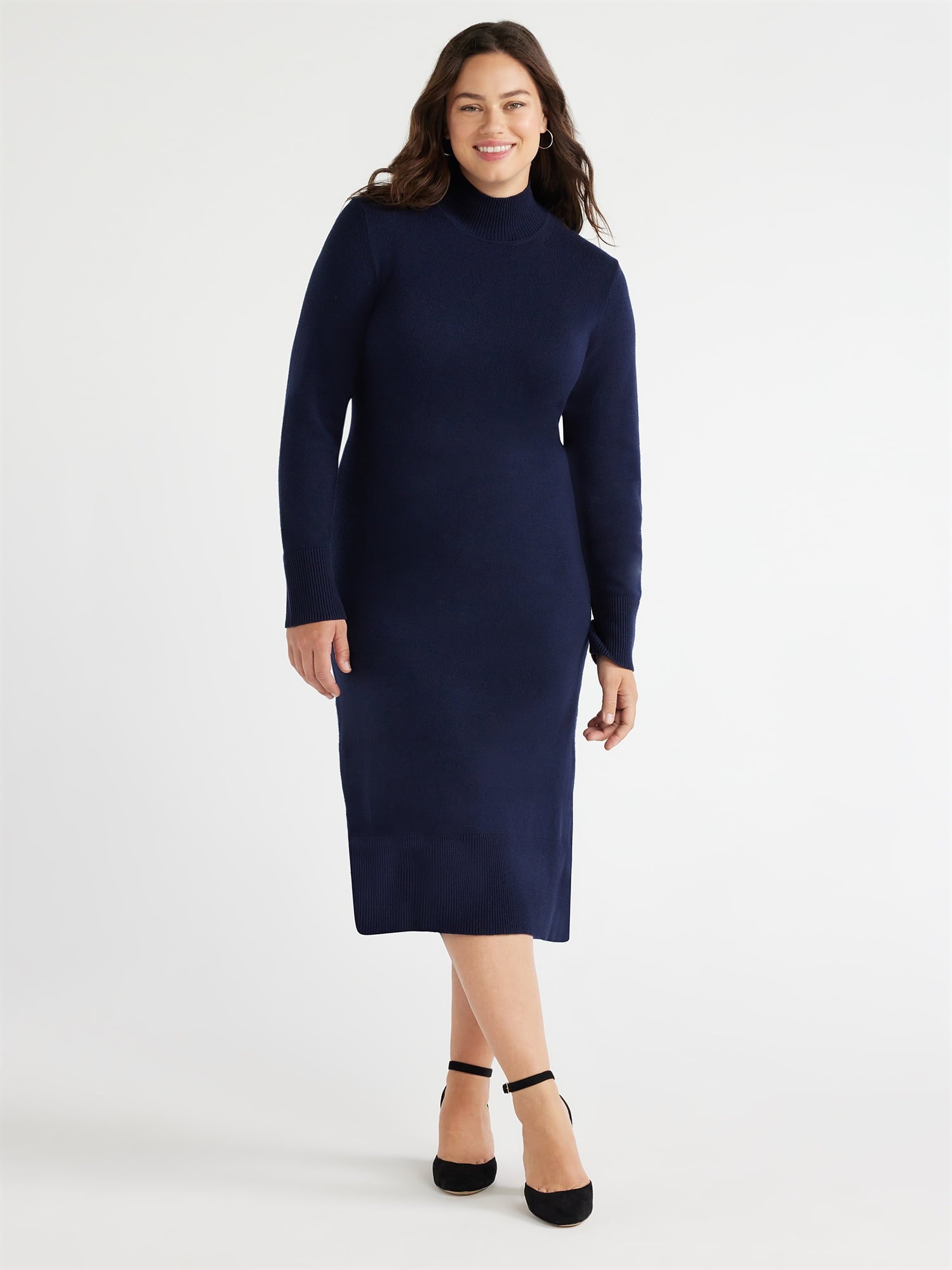 Free Assembly Women’s Turtleneck Sweater Midi Dress with Long Sleeves, Sizes XS-XXXL - image 7 of 10