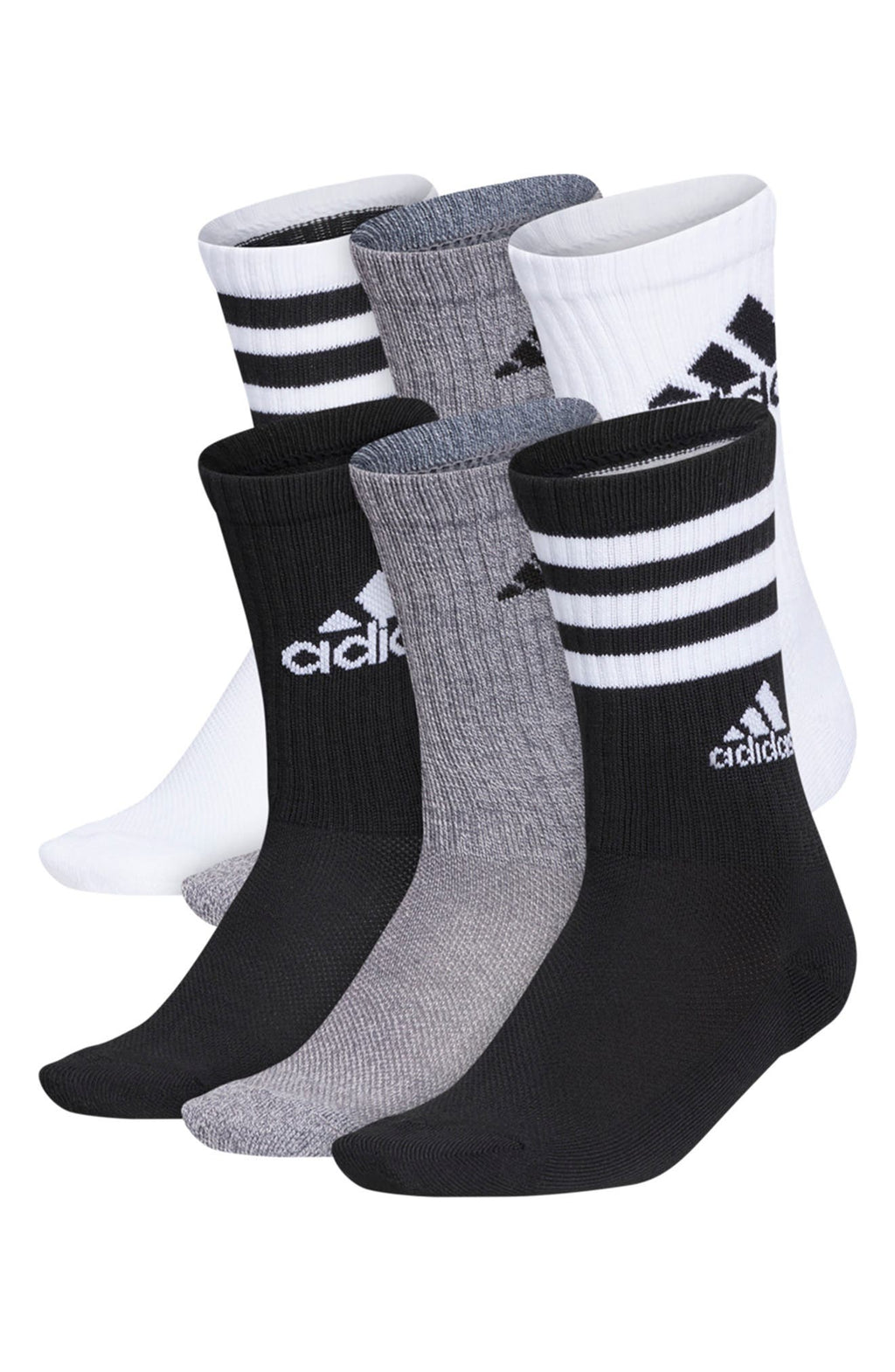 ADIDAS Cushioned Crew Socks - Pack of 6, Main, color, WHITE
