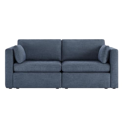 CHITA Small Modular Sectional Fabric Sofa Set,Extra Comfty Loveseat Cloud Couch, Modular Sectional Couch for Living Room,78 inch Width,2 Seat Modular Sofa, Blue