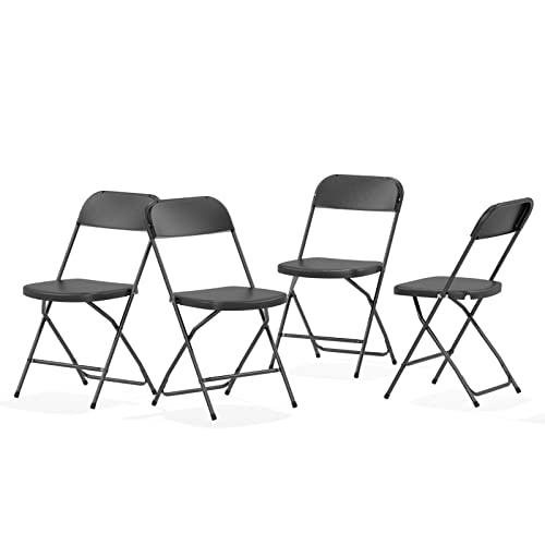 Nazhura Foldable Folding Chairs Plastic Outdoor/Indoor 650LB Weight Limit (Black, 4 Pack)