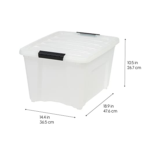 IRIS USA 6 Pack 32qt Plastic Storage Bin with Lid and Secure Latching Buckles, Pearl