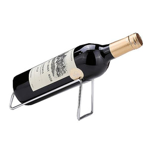 CdyBox Creative Metal Red Wine Rack Single Wine Bottle Holder Rack Display for Home Living Room Wine Rack (Silver)