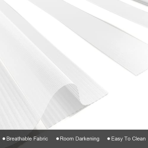 Zebra Blinds for Windows Shades, Horizontal Roller Window Shades Light Filtering Sheer Window Treatments Privacy Light Control Day and Night Mini Blinds for Kitchen Bathroom, 20" W x 72" H White