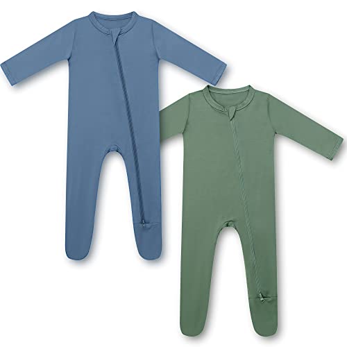 HAPIU Rayon from Bamboo Baby Footed Pajamas, 2 Way Zipper YKK, Footie Onesie for Baby Boy Girls, Newborn-24 Months