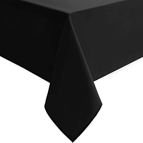 Hiasan Black Tablecloth Square, 54 x 54 inch - Waterproof, Wrinkle Resistant, Washable Polyester Fabric Table Cloth for Card Tables