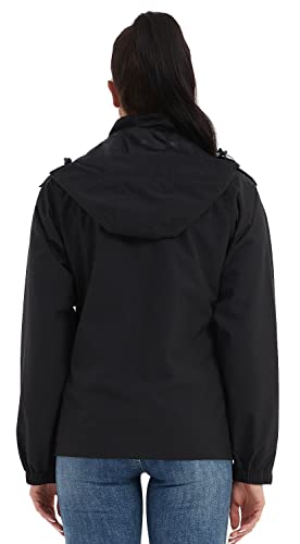MOERDENG Women's Waterproof Rain Jacket Lightweight Raincoat Hooded Hiking Jacket Softshell Windbreaker