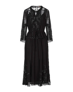 TWINSET Midi dress Black 100% Viscose, Polyester, Polyamide