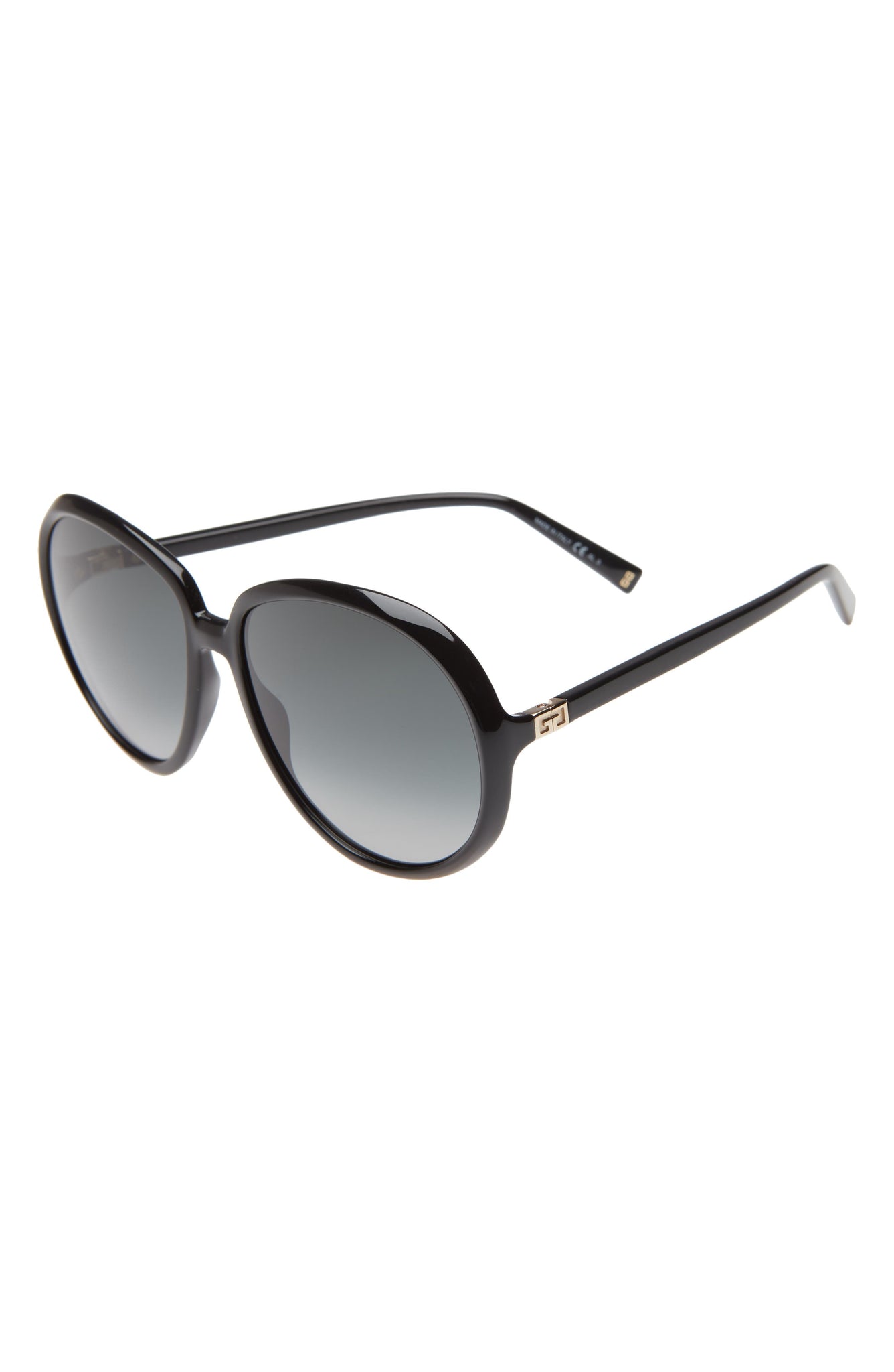 GIVENCHY 61mm Gradient Round Sunglasses, Alternate, color, BLACK/ DARK GREY GRAD