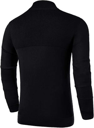 Iceglad Mens Slim Fit Zip Up Mock Neck Polo Sweater Casual Long Sleeve Sweater and Pullover Sweaters with Ribbing Edge - image 3 of 7