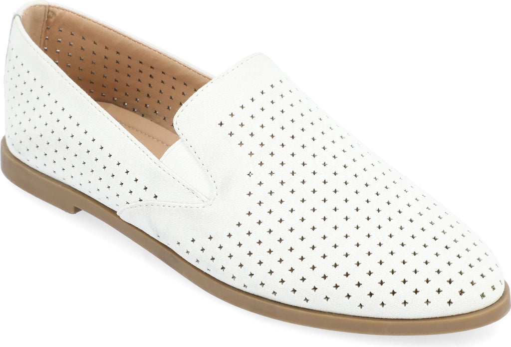 JOURNEE COLLECTION JOURNEE Lucie Perforated Flat Loafer, Main, color, WHITE