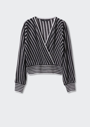 Striped sweater with crossover neckline - Article without model