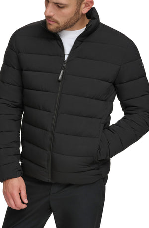 Calvin Klein Stretch Puffer Jacket, Main, color, EBONY