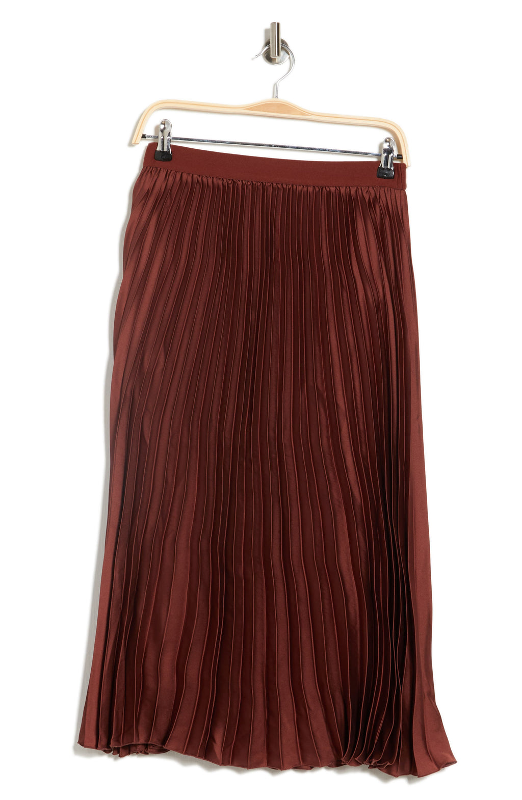 DR2 BY DANIEL RAINN Satin Pleated Skirt, Alternate, color, MAUVE BROWN