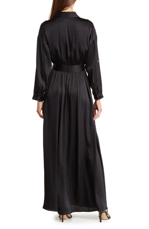 L'AGENCE Cammi Long Shirtdress, Alternate, color, BLACK