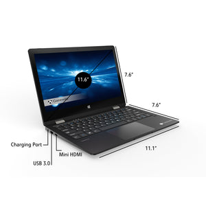 image 6 of Gateway Notebook 11.6" Touchscreen 2-in-1s Laptop, Intel Celeron N4020, 4GB RAM, 64GB HD, Windows 10 Home, Black, GWTC116-2BK