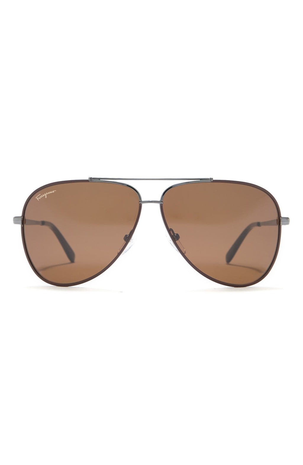 FERRAGAMO Salvatore Ferragamo 60mm Aviator Sunglasses, Main, color, GNMTL CHOC