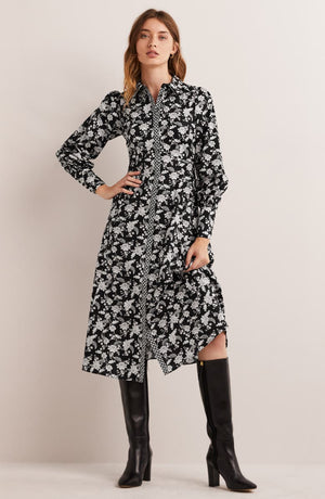 BODEN Floral Empire Long Sleeve Cotton Shirtdress