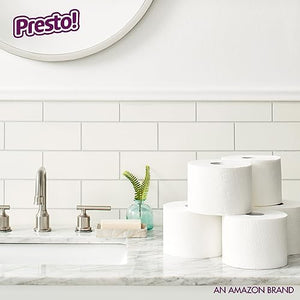 Amazon Brand - Presto! 308-Sheet Mega Roll 2-Ply Toilet Paper, Ultra-Strong, 24 Rolls (4 Packs of 6), Equivalent to 96 Regular Rolls, White