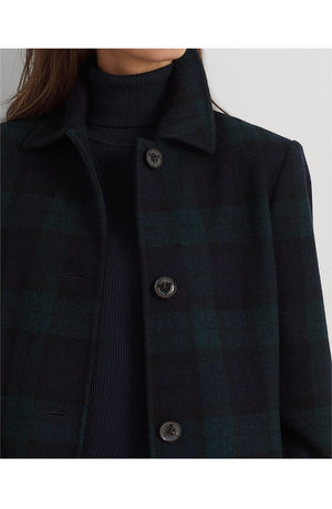 LAUREN RALPH LAUREN Plaid Wool Blend Coat